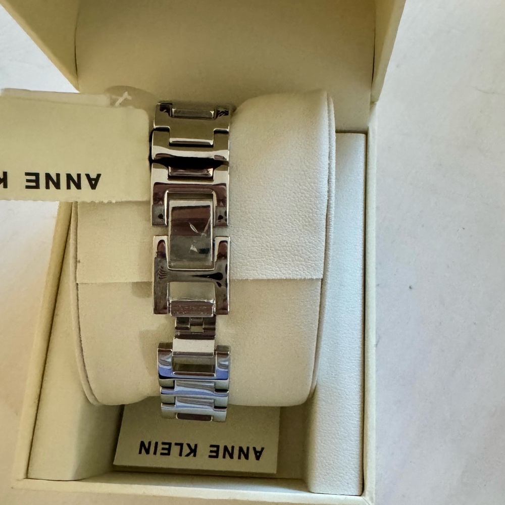 New Sterling Silver Premium Crystal Mesh Bracelet Watch Women’s Anne Klein - Picture 4 of 7